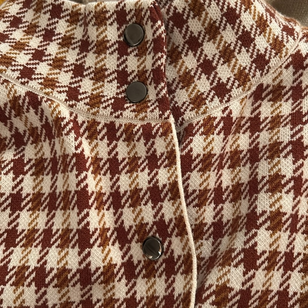 Preloved Marled Checked Sweater Jacket - image 6